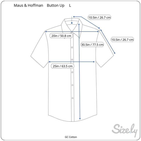 Maus & Hoffman VTG Blue Patterned Button Up Short Sleeve Shirt L Read - Picture 8 of 8